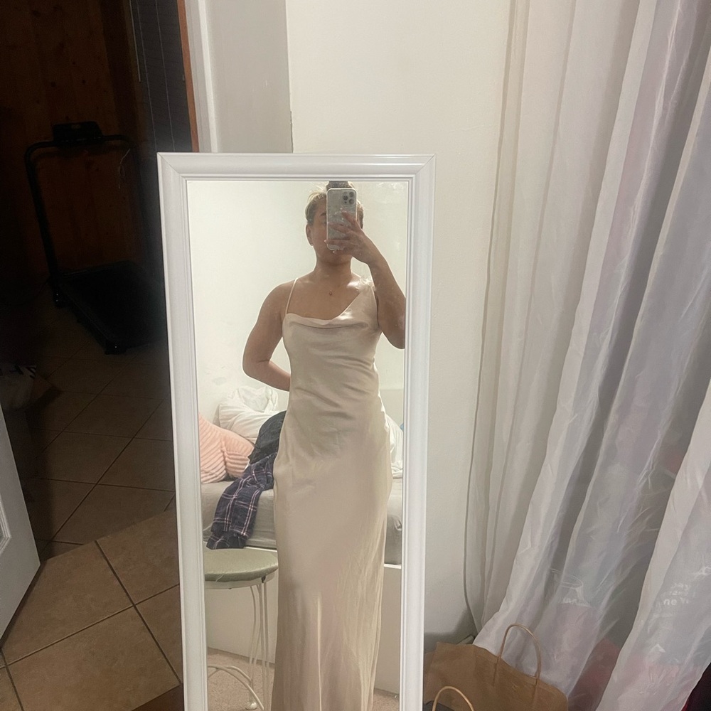 Zara Cream Satin Dress